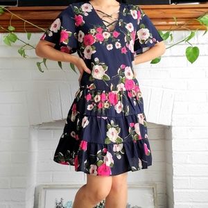 Floral criss cross day dress